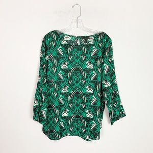 J. Crew | long sleeve blouse green & white print